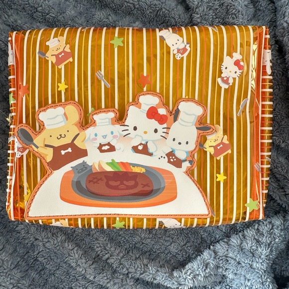 Sanrio Handbags - Sanrio Orange Striped Cosmetic Bag with Chef Characters